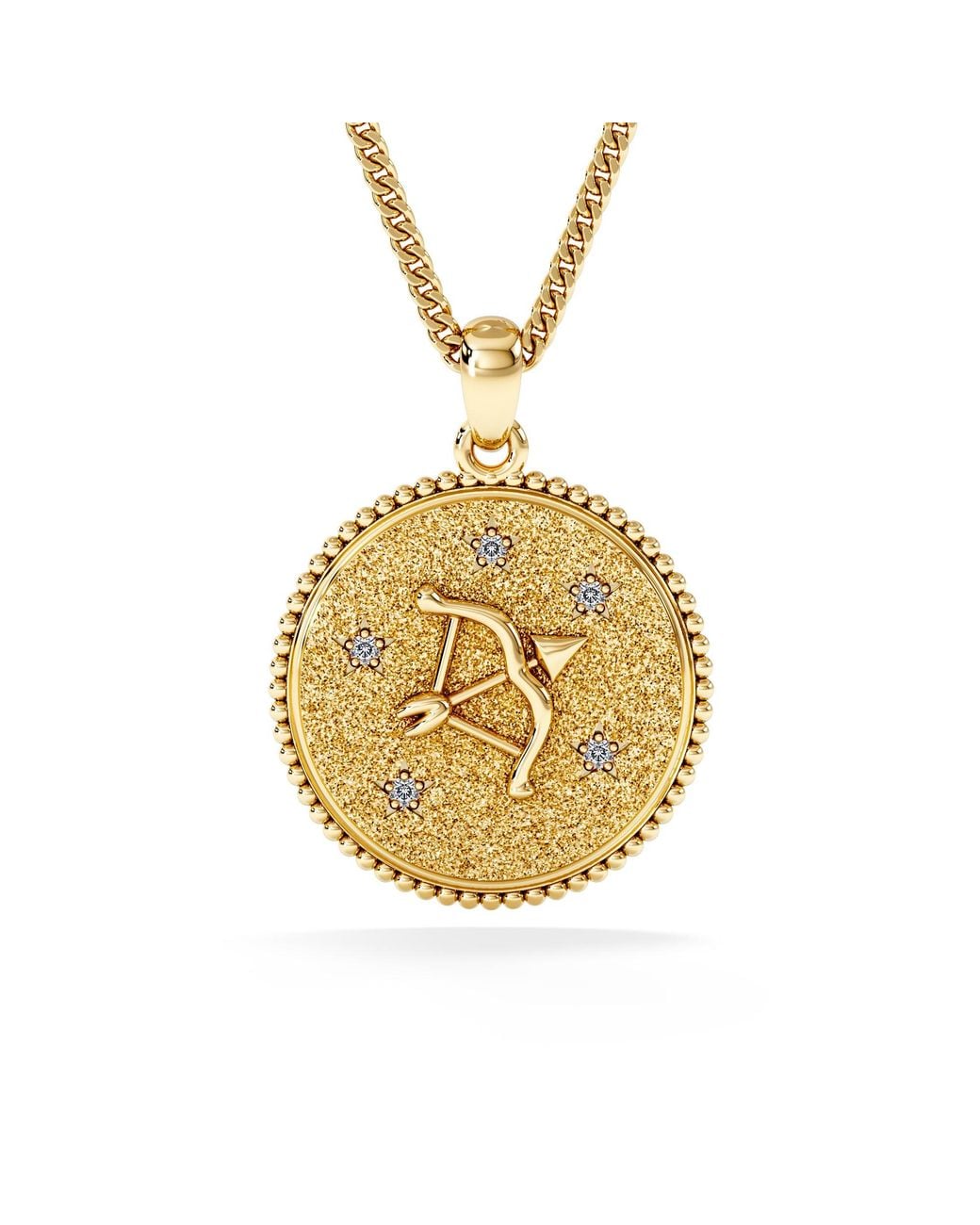 The Diamond Store Metallic Zodiac Sagittarius Necklace Medallion Lab Grown 0.02Ct