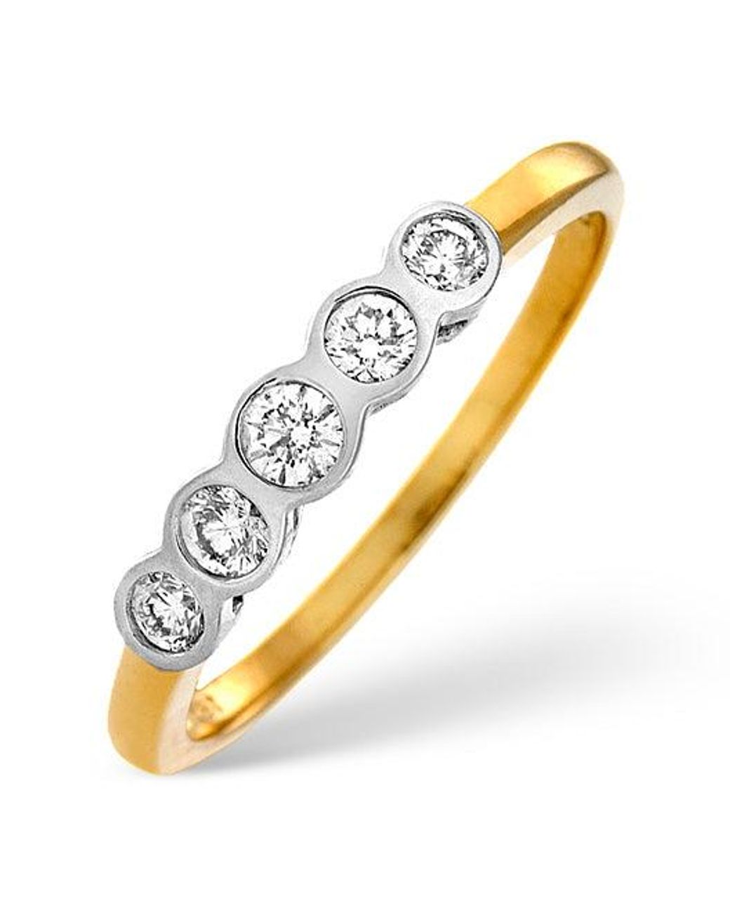 The Diamond Store Metallic 18K 5 Stone Diamond Ring 1.00Ct H/Si