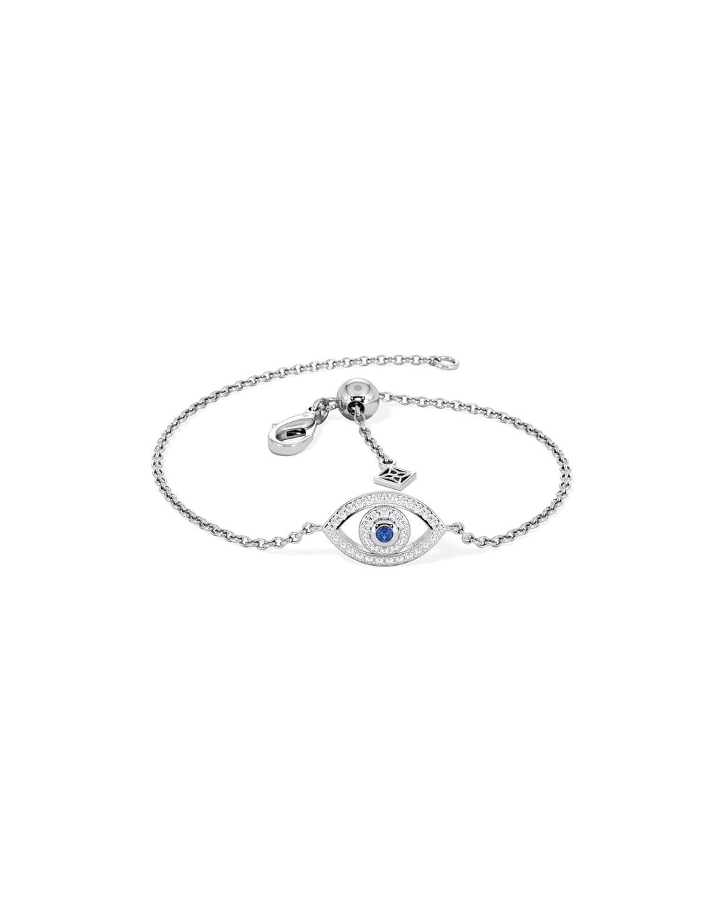 The Diamond Store White Evil Eye 0.21Ct Sapphire Lab Diamond Adjustable Bracelet