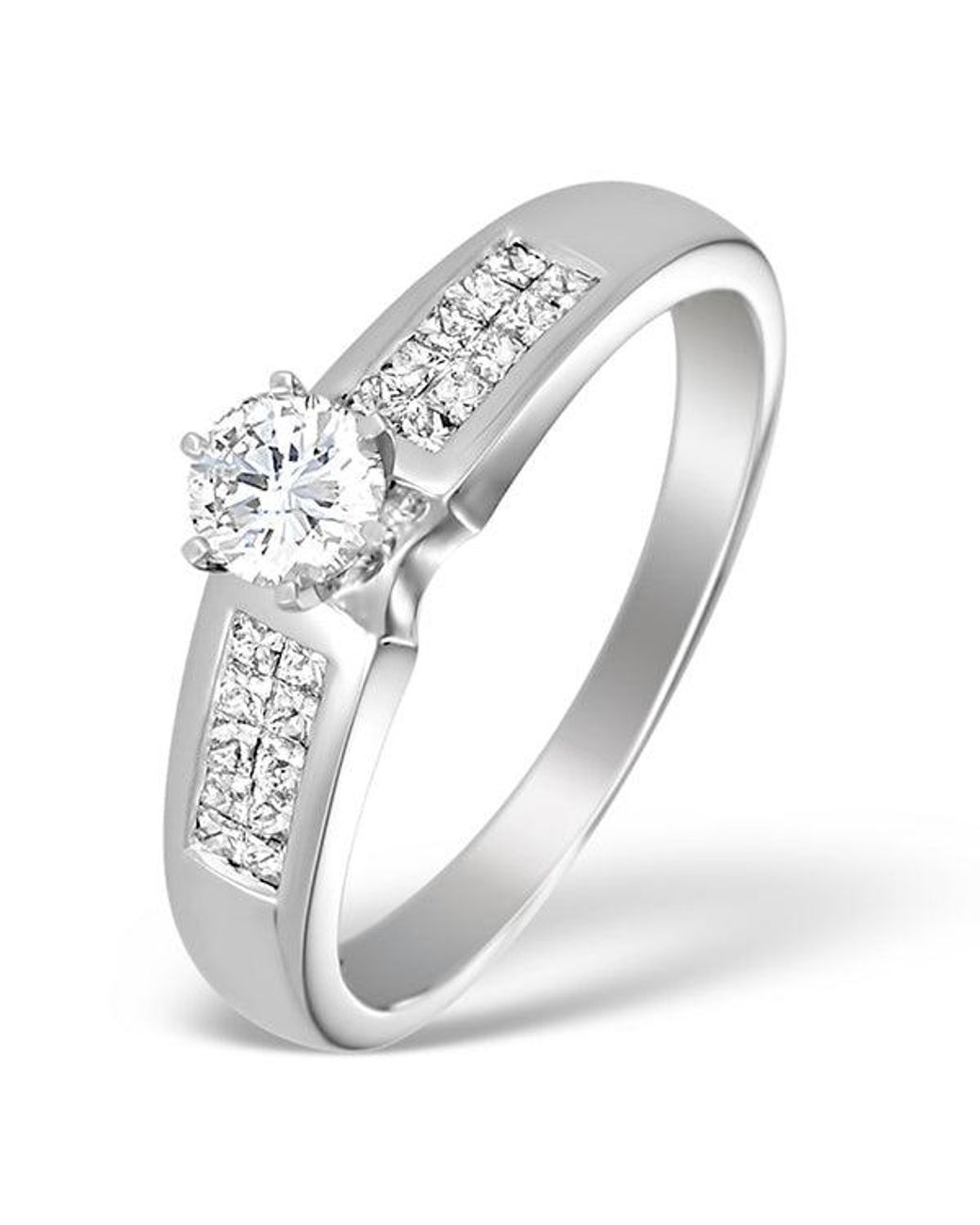 The Diamond Store White 18K Lab Diamond Solitaire Ring With Shoulder Detail (0.55Ct)