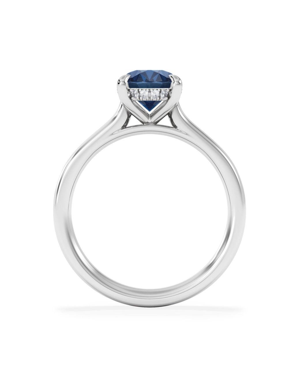 The Diamond Store Blue Amora Gem 2.00Ct Oval Cut Lab Sapphire Hidden Halo Engagement Ring