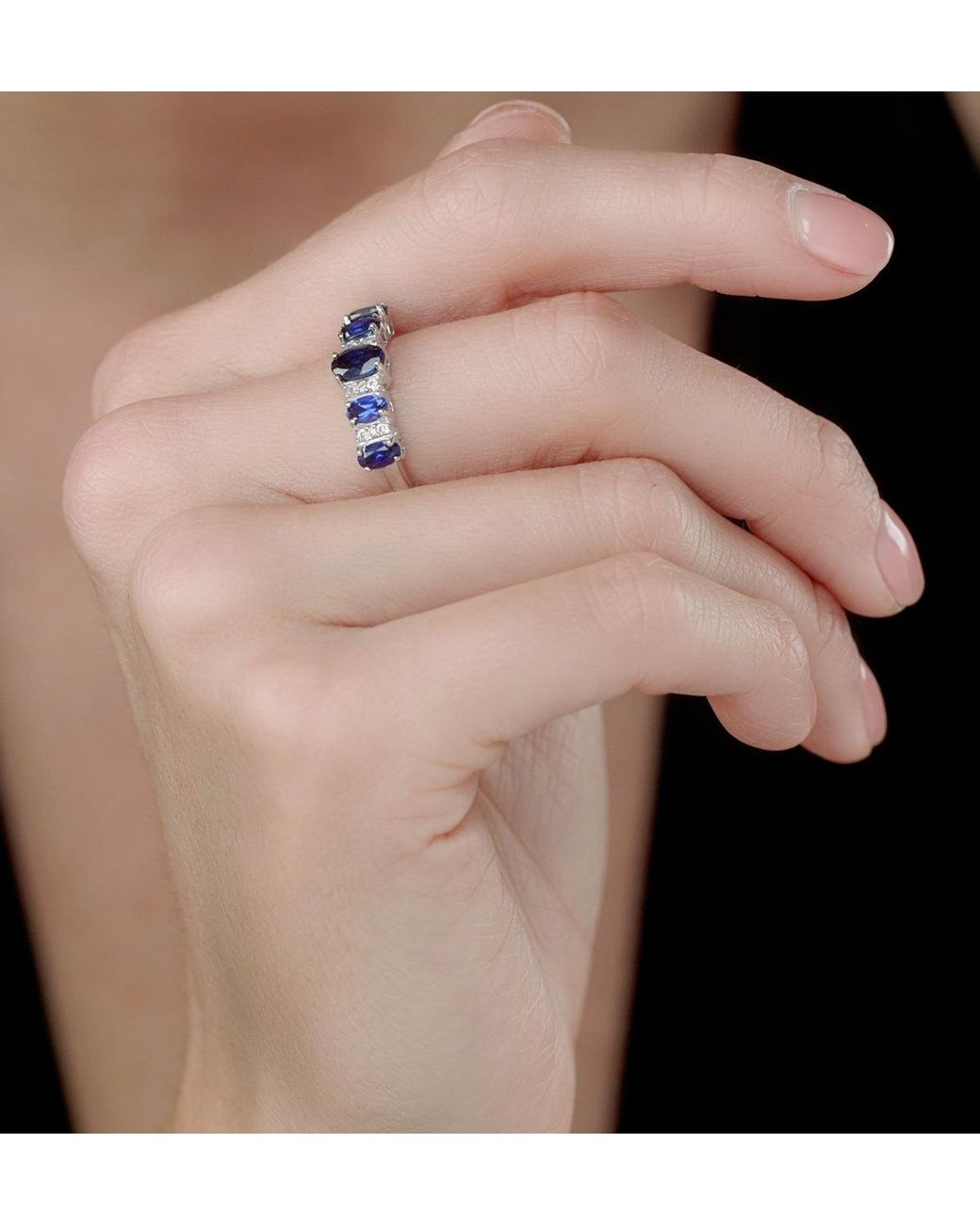 The Diamond Store Blue 1.85Ct Sapphire And Diamond Eternity Ring 18Kw Asteria Collection