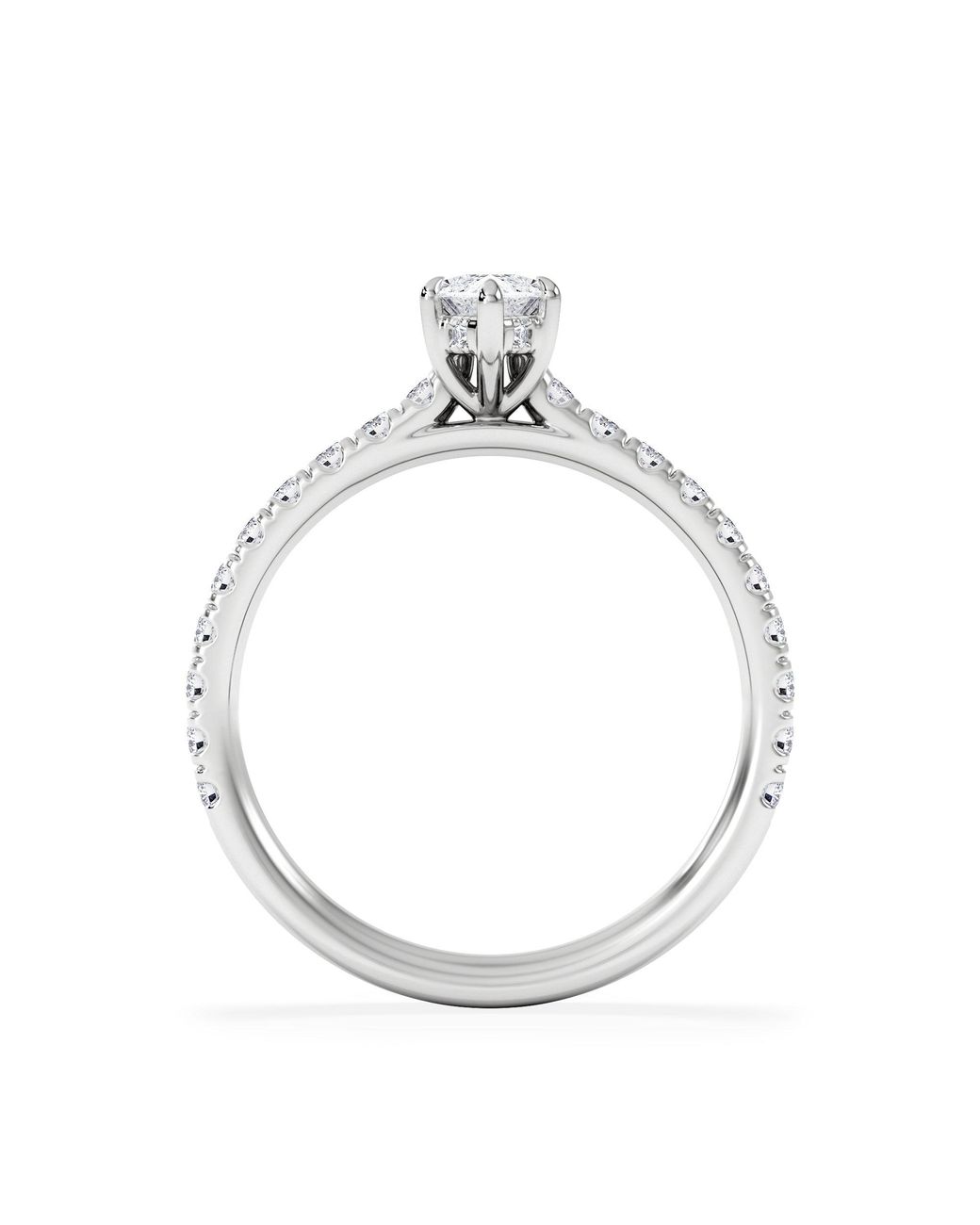 The Diamond Store White Amora Marquise 0.97Ct Hidden Halo Lab Diamond Engagement Ring With Side Stones Set