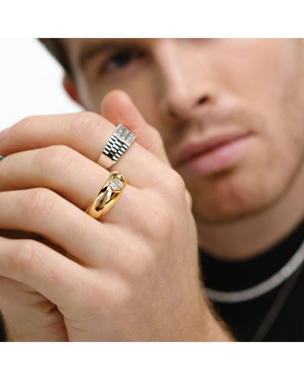 The Diamond Store Metallic Lab Diamond Signet Ring 0.25Ct In18K Vermeil H/Si for men