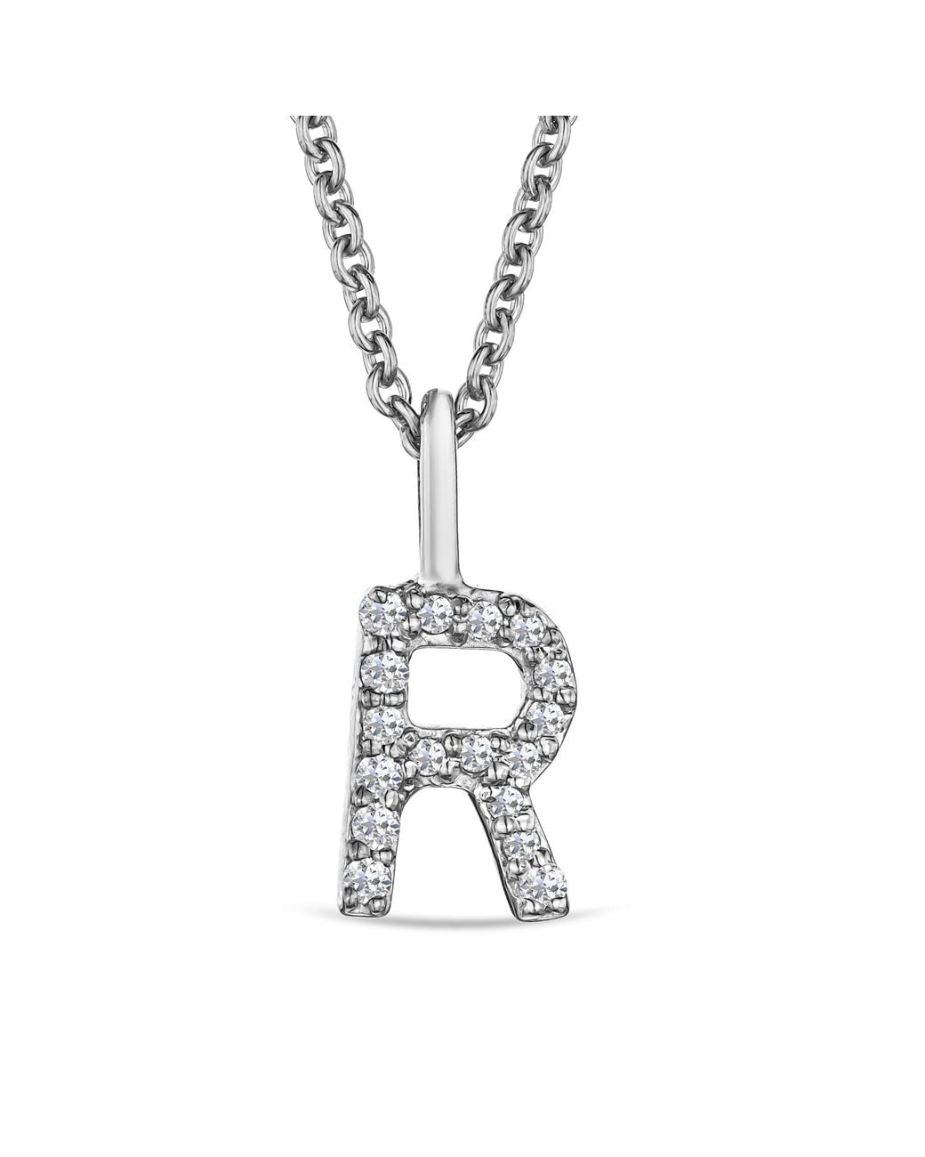 The Diamond Store Metallic Love Letter Initial R Lab Diamond Necklace Set