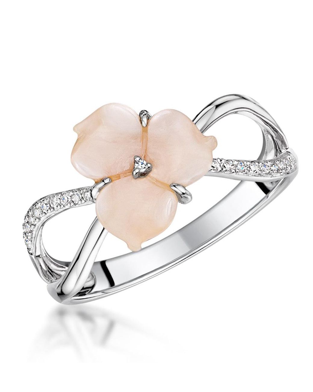 The Diamond Store Pink Shell And Diamond Stellato Ring 0.06Ct