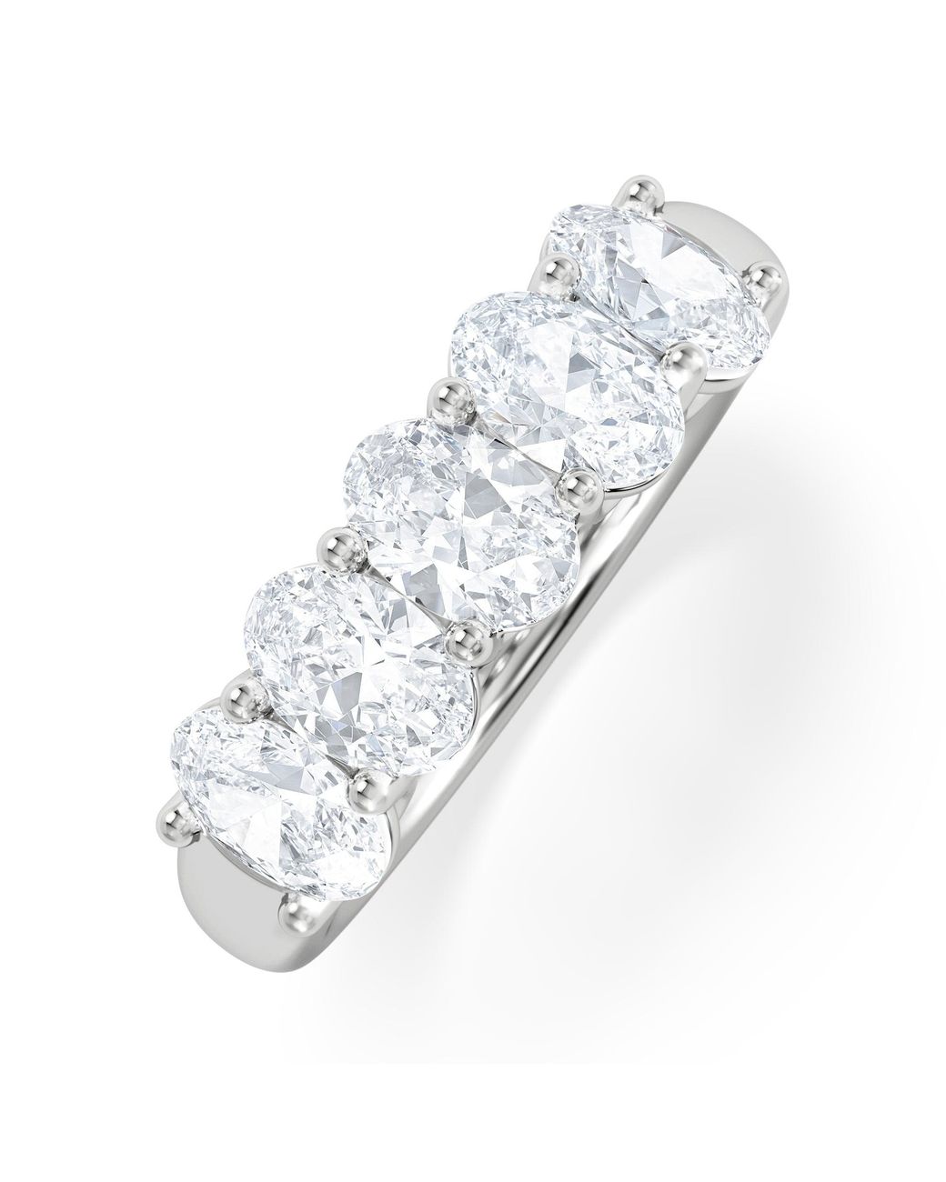 The Diamond Store White Lab Diamond 5 Stone Oval 2.00Ct Total Platinum Ring