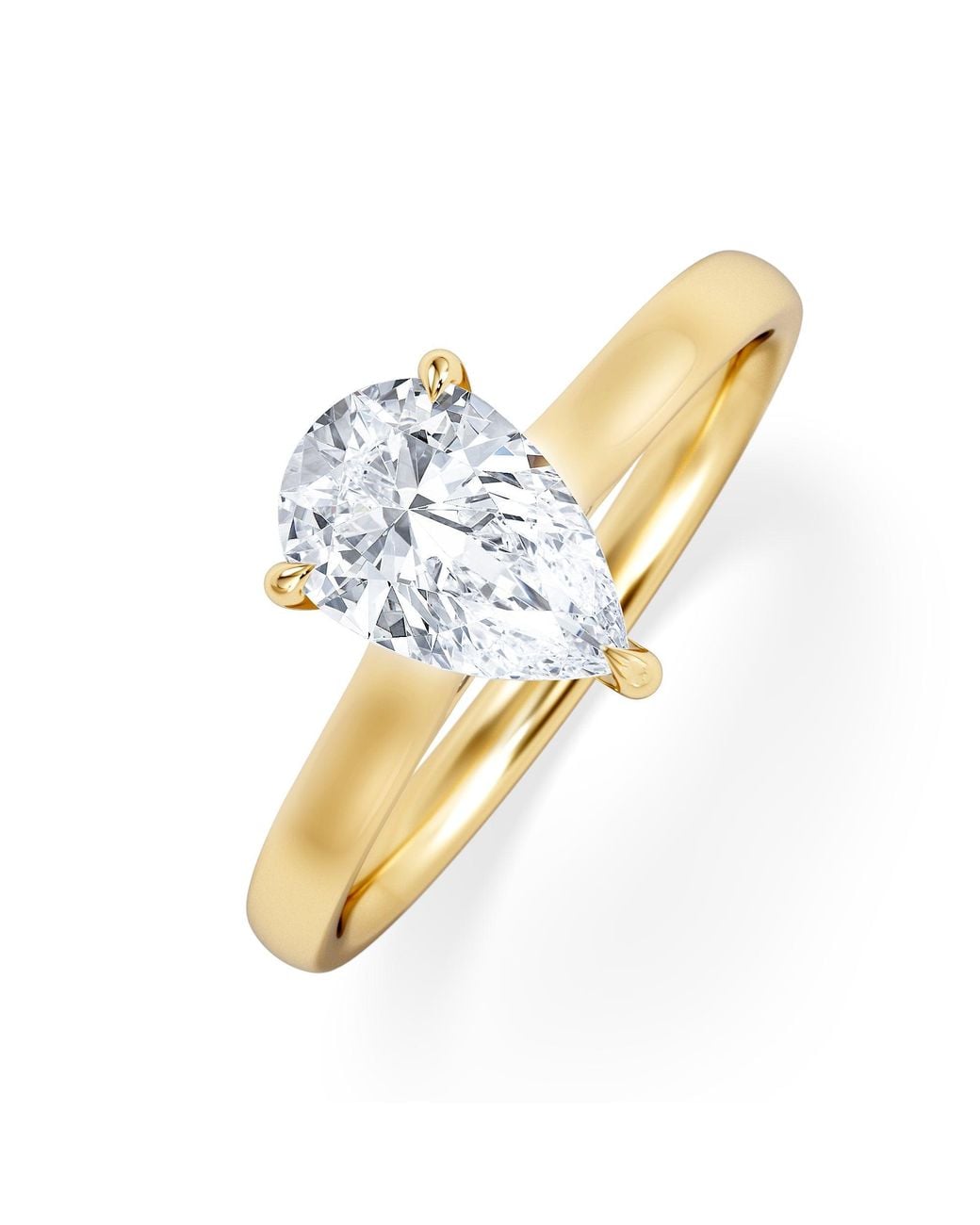 The Diamond Store Metallic Amora Pear 1.00Ct Lab Diamond Engagement Ring F/Vs Set