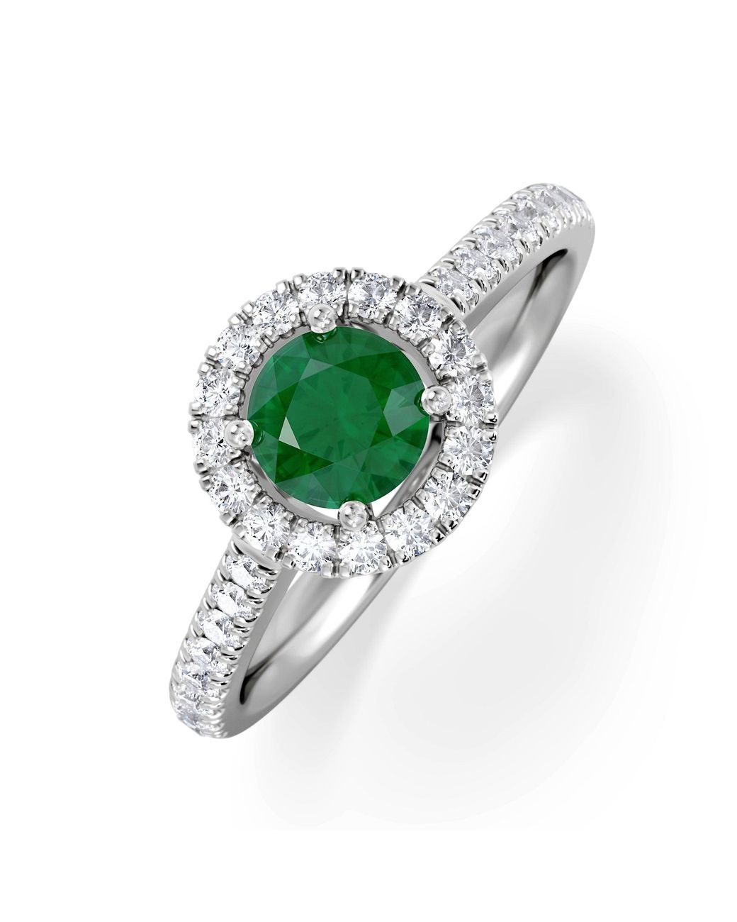 The Diamond Store Green Halo Emerald 0.50Ct And Diamond 18K Ring