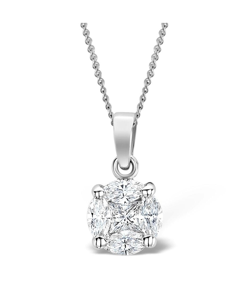 The Diamond Store Metallic Galileo 1.00Ct Solitaire Look Diamond 0.41Ct 18K Necklace