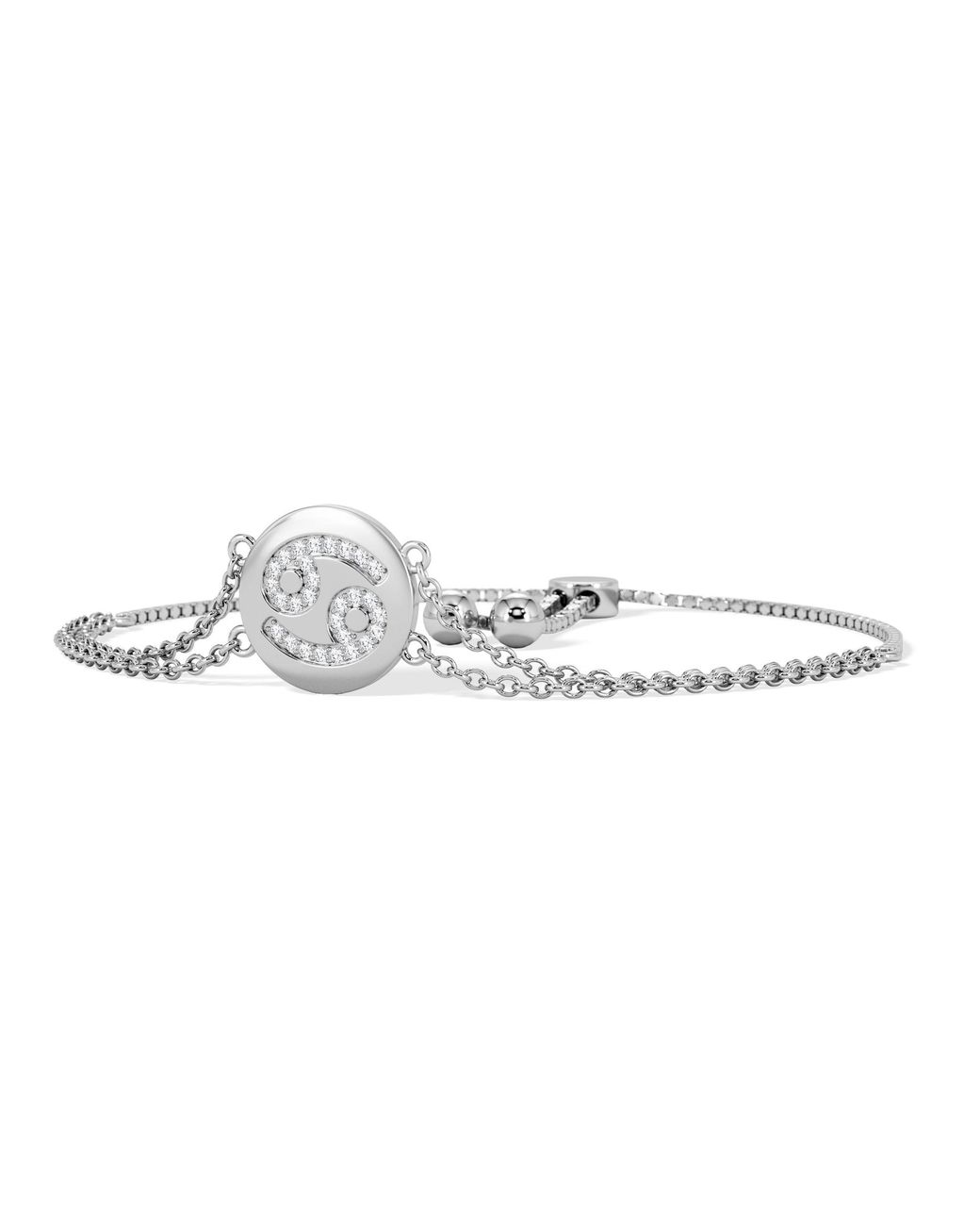 The Diamond Store White Astrology Cancer 0.07Ct Lab Grown Diamond Adjustable Medallion Bracelet Sterling