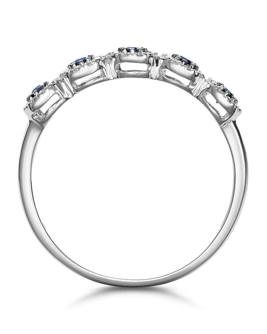 The Diamond Store Blue Sapphire And Halo Diamond Stellato Eternity Ring