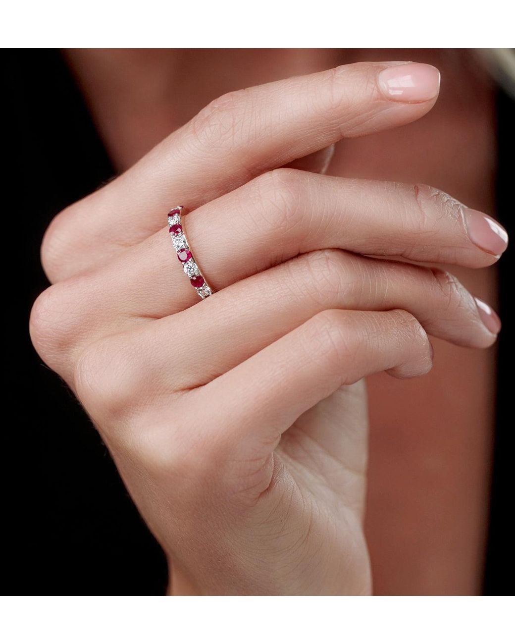 The Diamond Store Metallic Ruby And 0.50Ct Diamond Asteria Eternity Ring