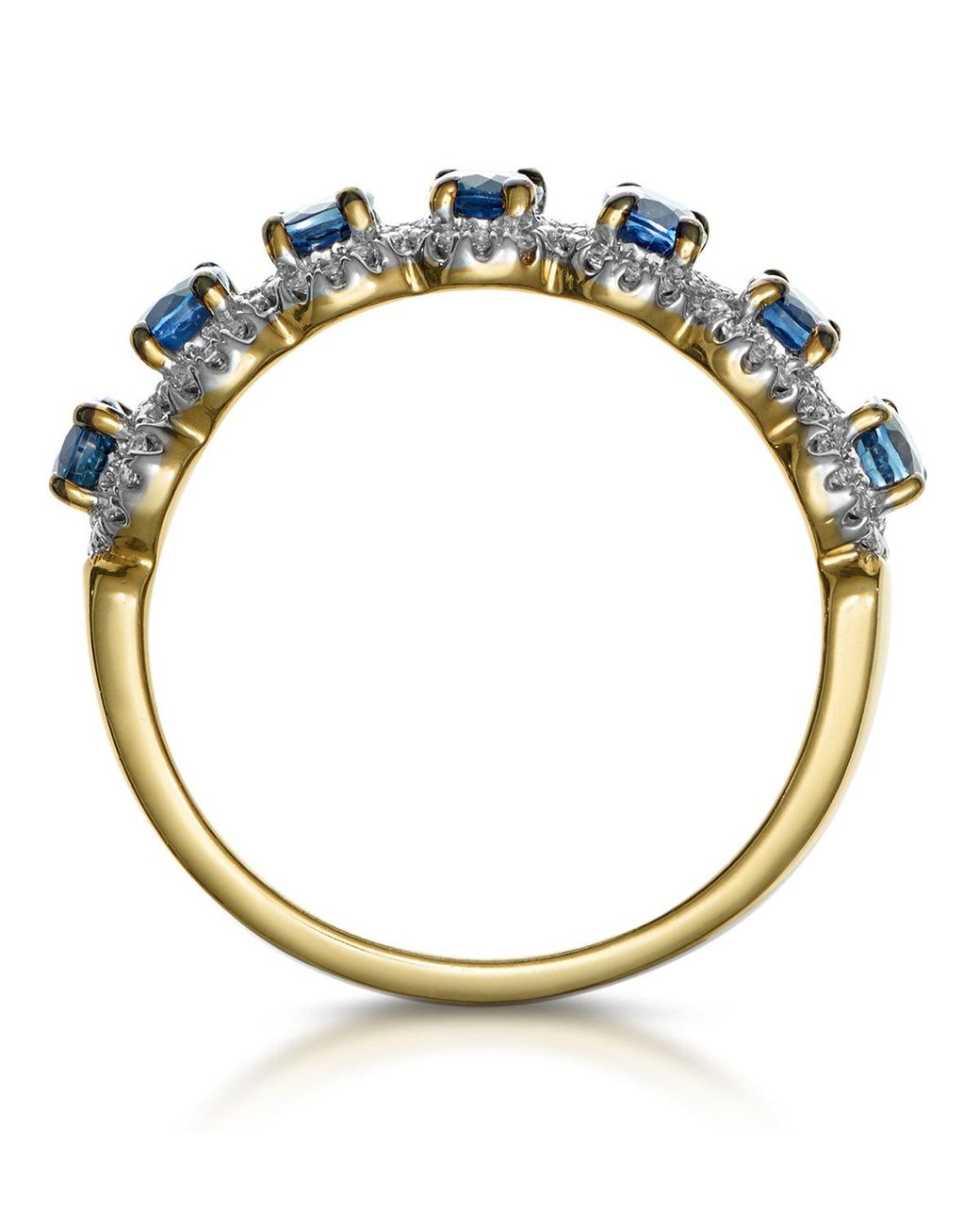 The Diamond Store Blue Sapphire And Diamond Halo Eternity Ring 18K