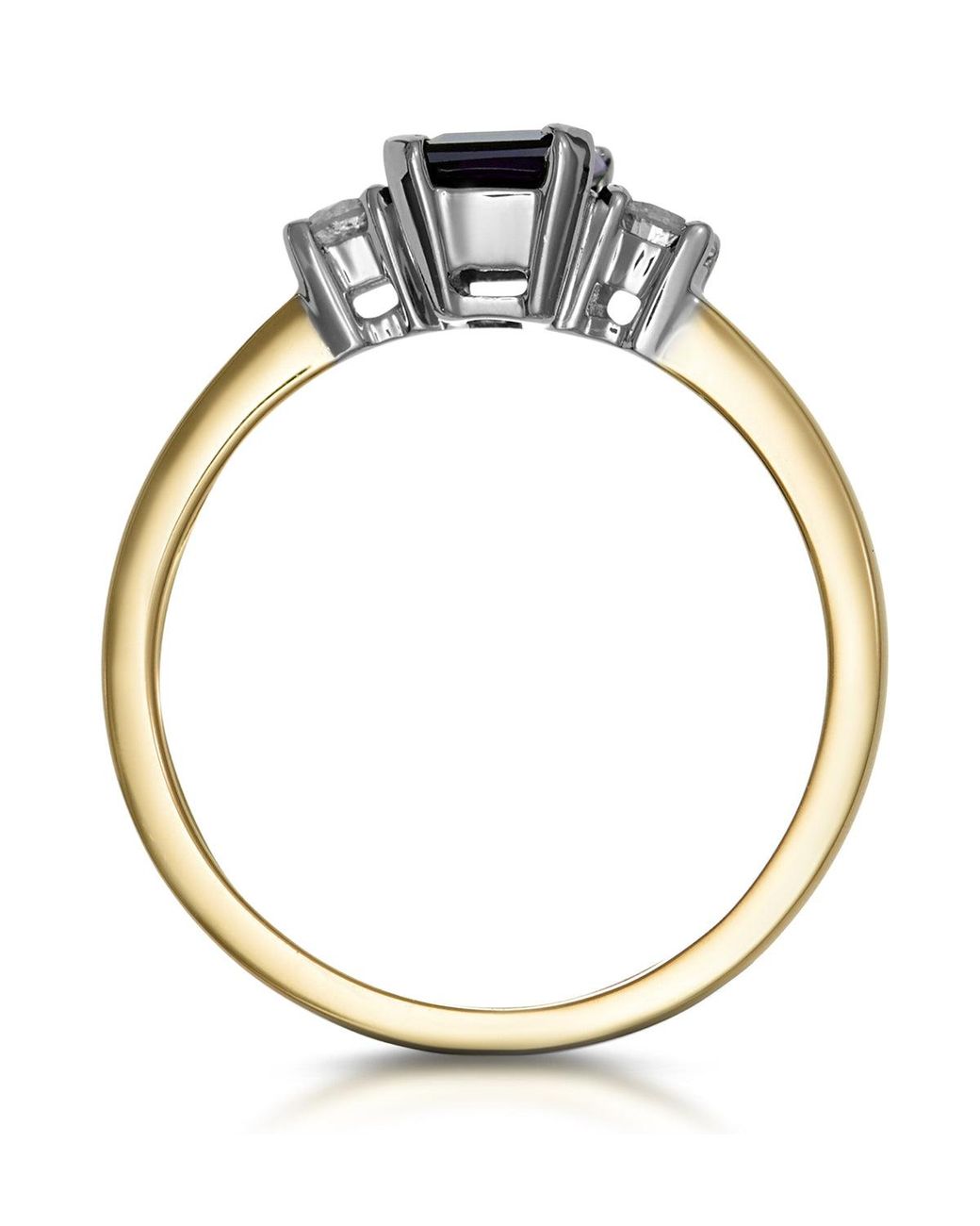 The Diamond Store Blue Sapphire 7 X 5Mm And Diamond 18K Ring N3925