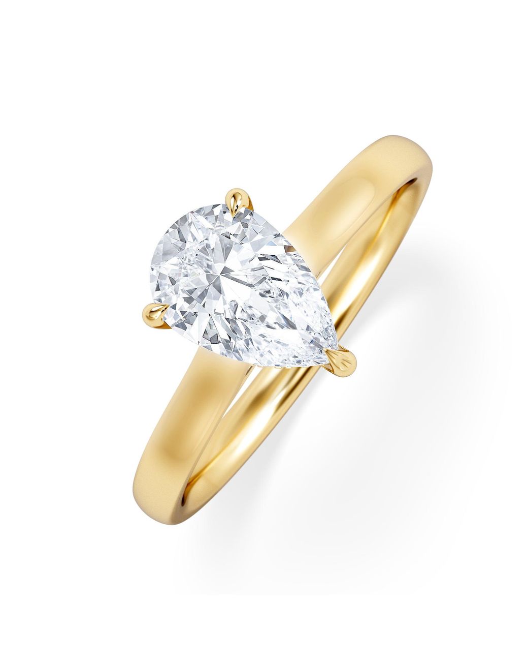 The Diamond Store Metallic Amora Pear 1.07Ct Hidden Halo Lab Diamond Engagement Ring F/Vs Set