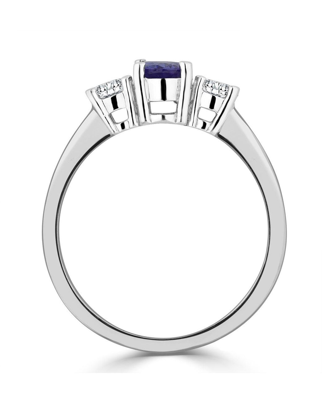 The Diamond Store Blue Tanzanite 7 X 5Mm And Diamond 18K Ring