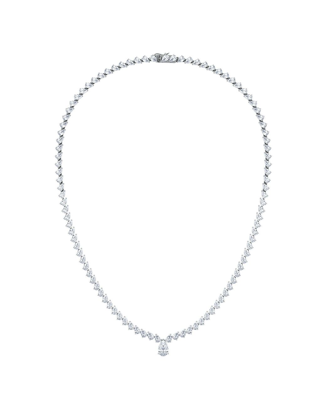 The Diamond Store Metallic Luxe 20.00Ct Lab Diamond Necklace With 1.50Ct Igi Certified Pear-Cut Centre
