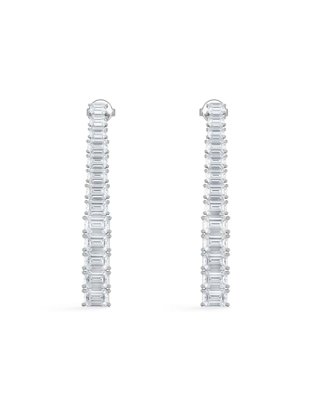 The Diamond Store White Luxe 7.00Ct Lab Diamond Drop Earrings With Igi Certified Emerald-Cut Diamonds