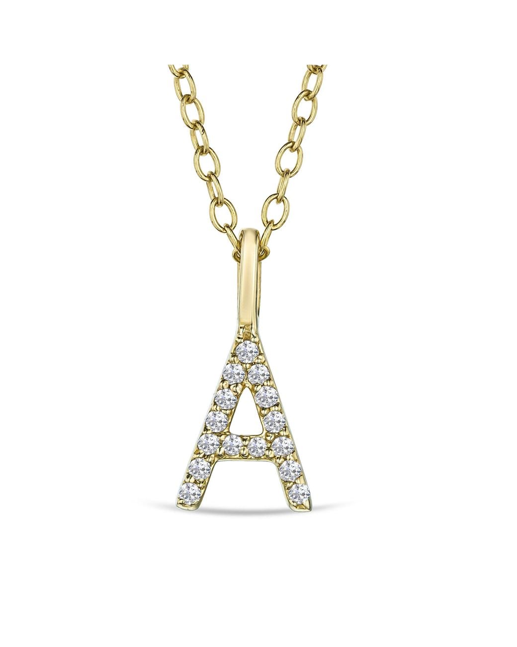 The Diamond Store Metallic Love Letter Initial A Lab Diamond Necklace Set