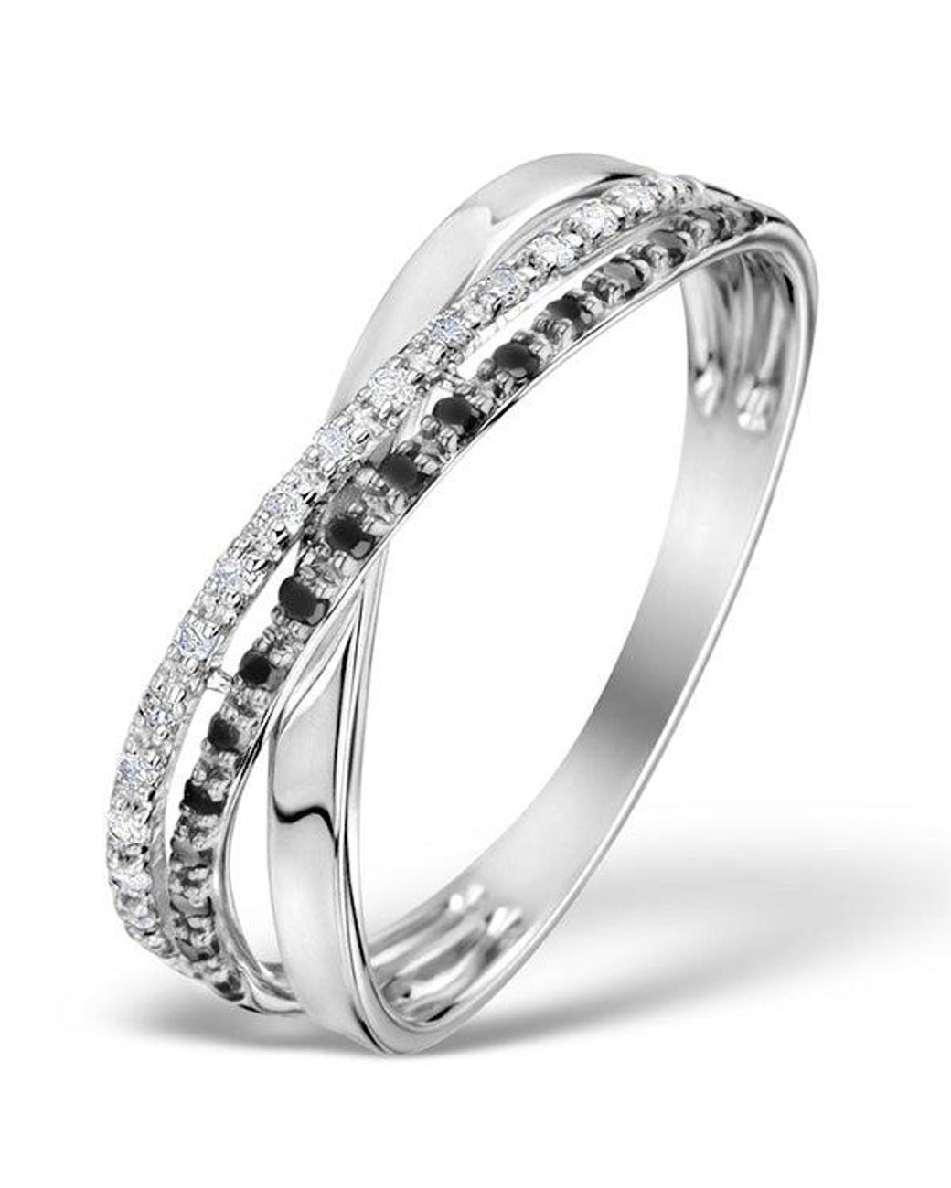 The Diamond Store White Diamond And Lab Diamond Crossover Ring 0.09Ct