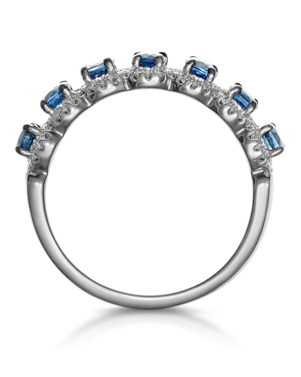 The Diamond Store Blue Sapphire And Diamond Halo Asteria Eternity Ring
