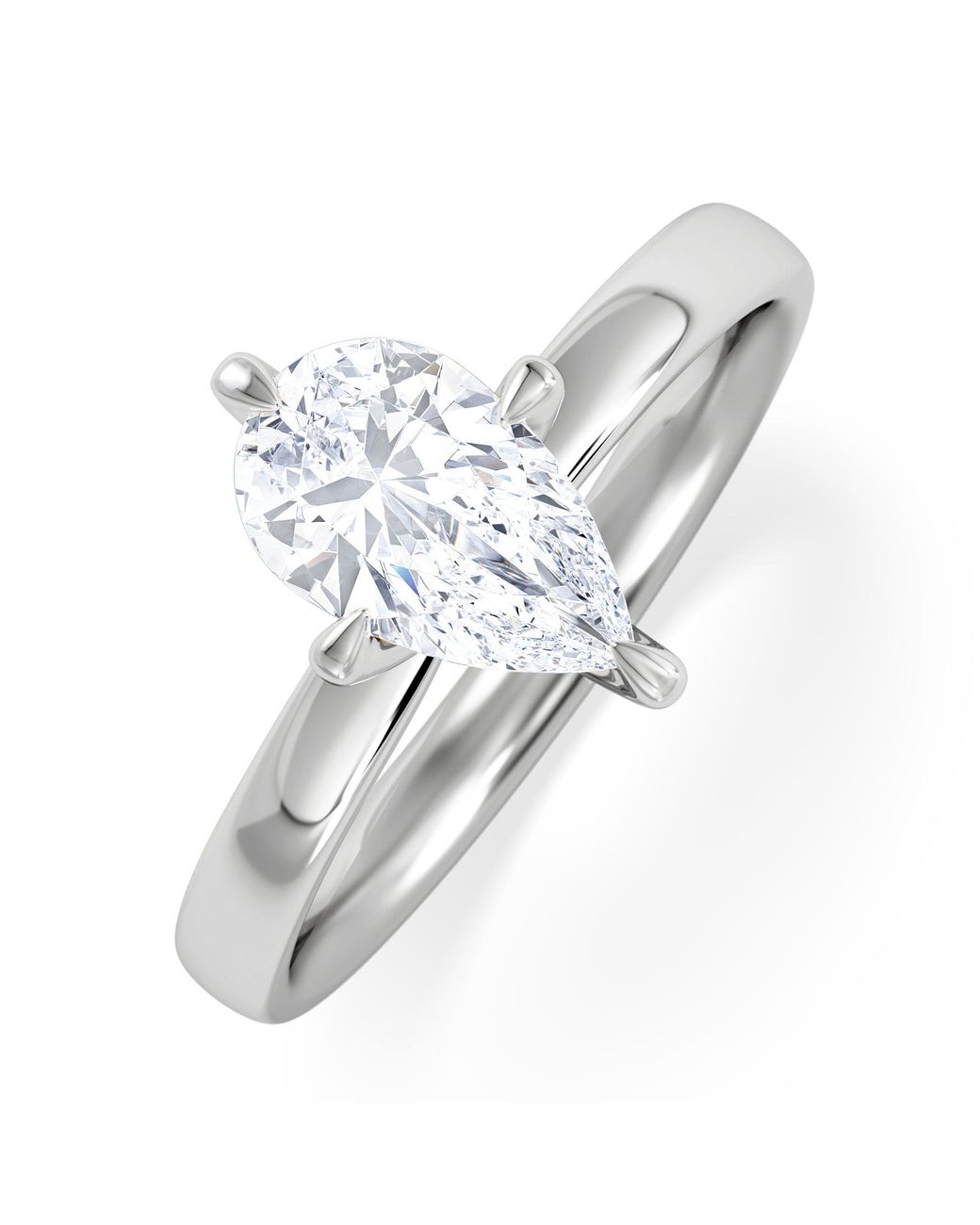 The Diamond Store White Origin Twist 1.00Ct Pear Cut Lab Diamond Solitaire Engagement Ring