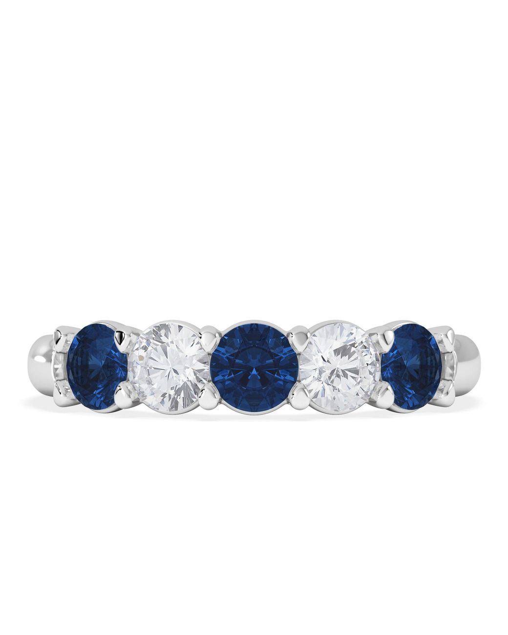 The Diamond Store Blue Solene 0.75Ct Round Cut Lab Sapphire And Lab Diamond Half Eternity Ring