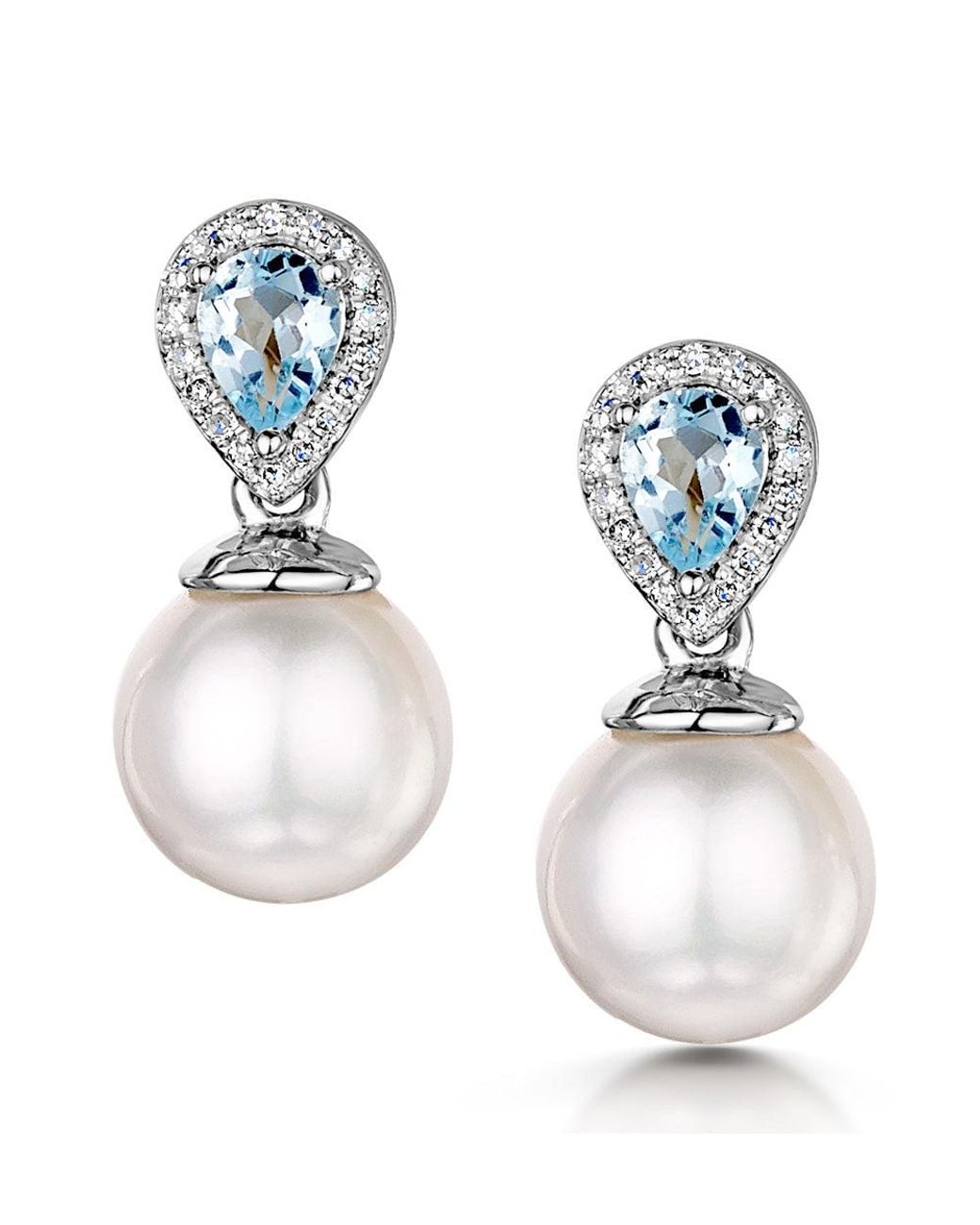 The Diamond Store Metallic 7.5Mm Pearl Topaz And Diamond Stellato Earrings