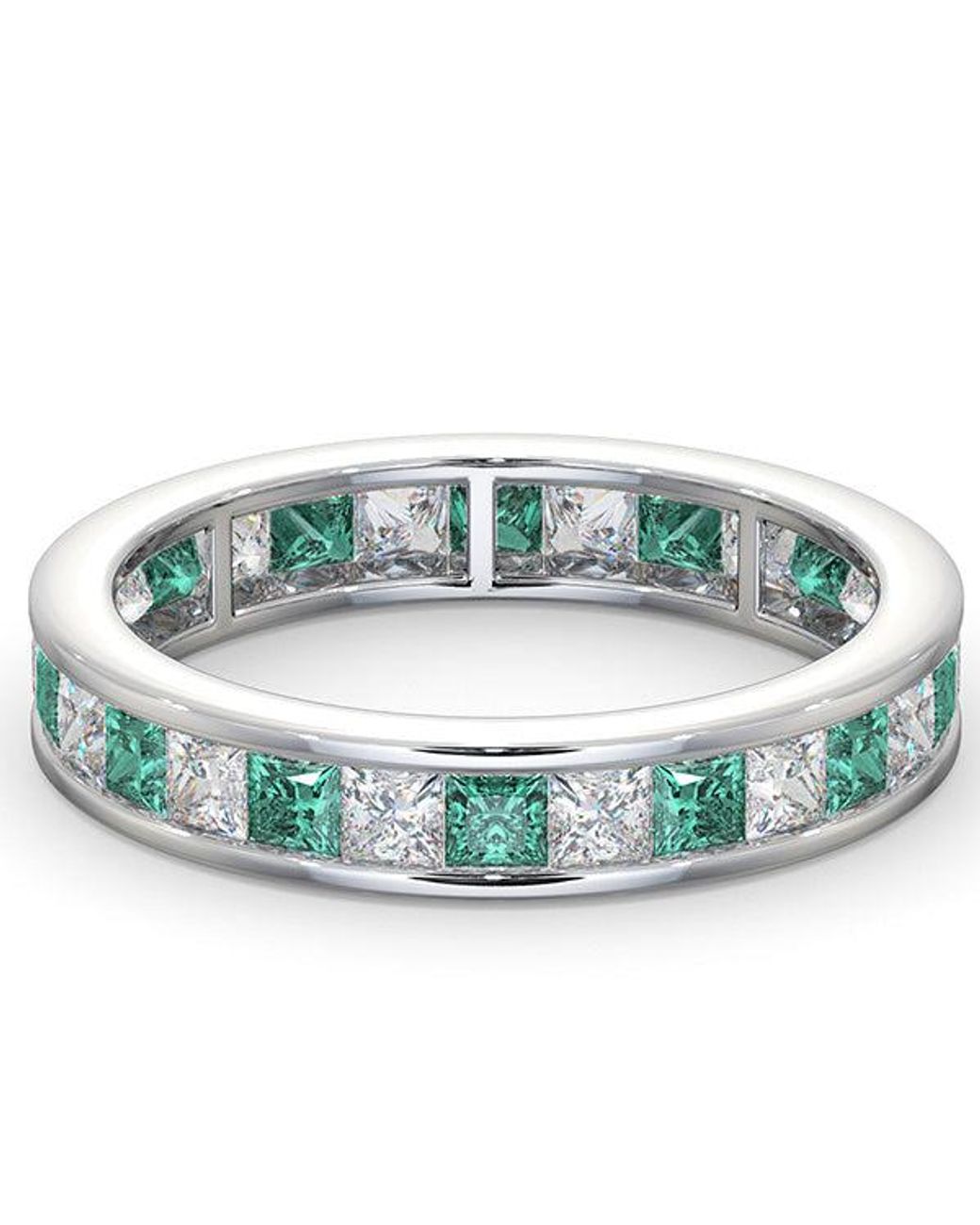 The Diamond Store Blue Eternity Ring Lauren Diamonds G/Vs And Emerald 2.20Ct