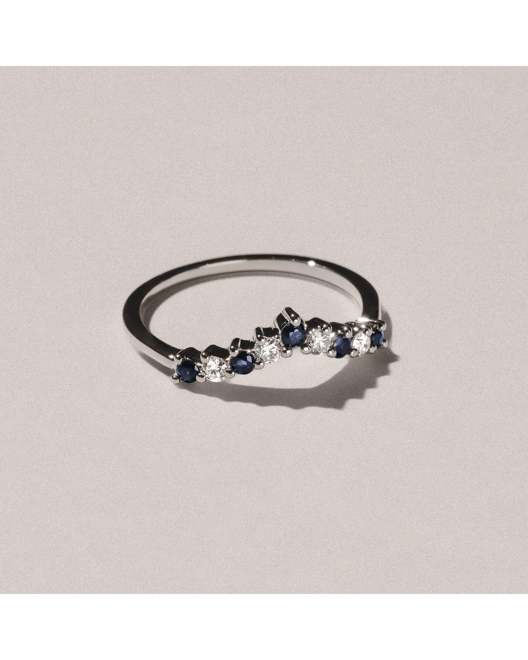The Diamond Store Blue Starlit Sapphire And Lab Diamond Wishbone Ring