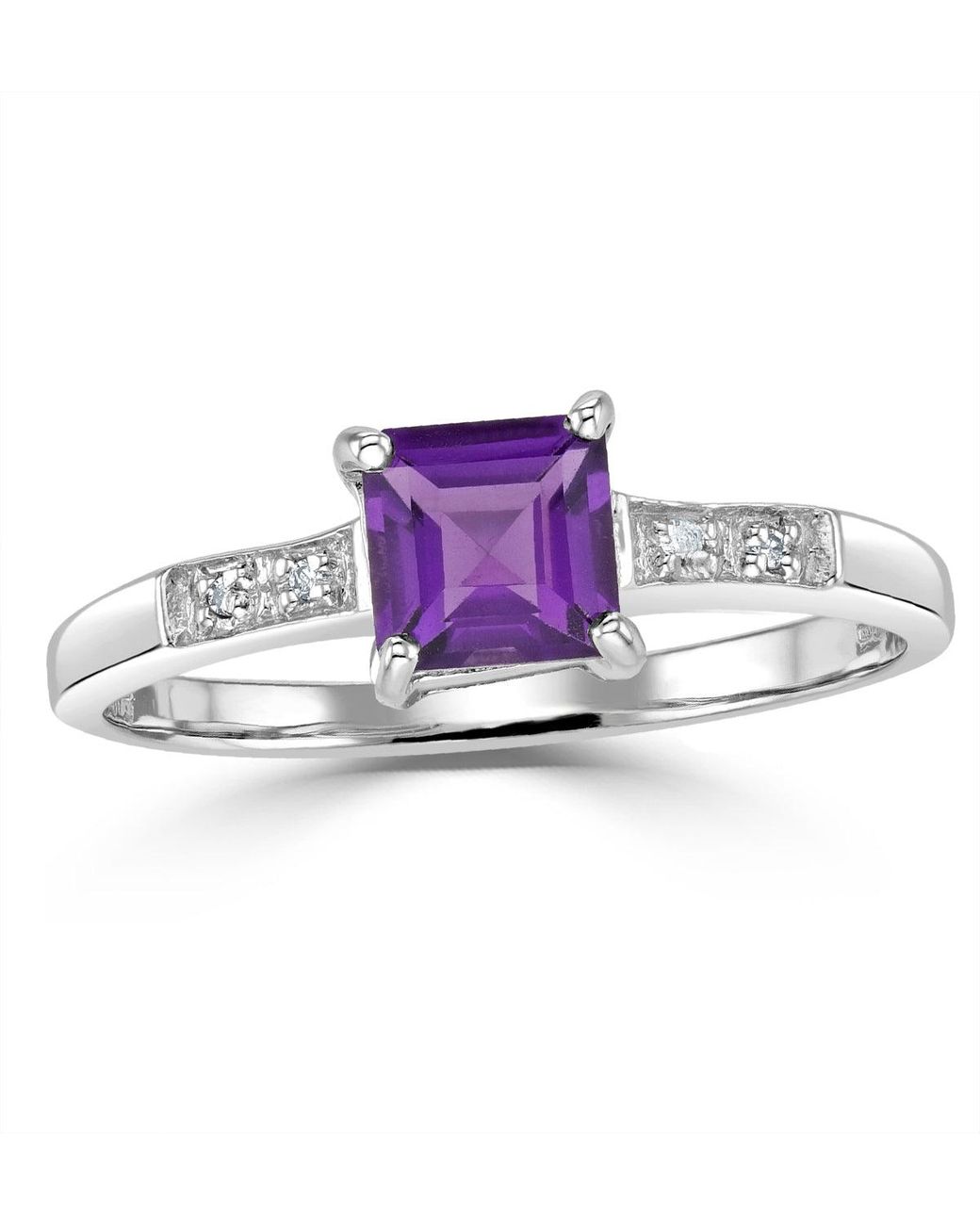 The Diamond Store Purple Amethyst 0.63Ct And Diamond 9K Ring