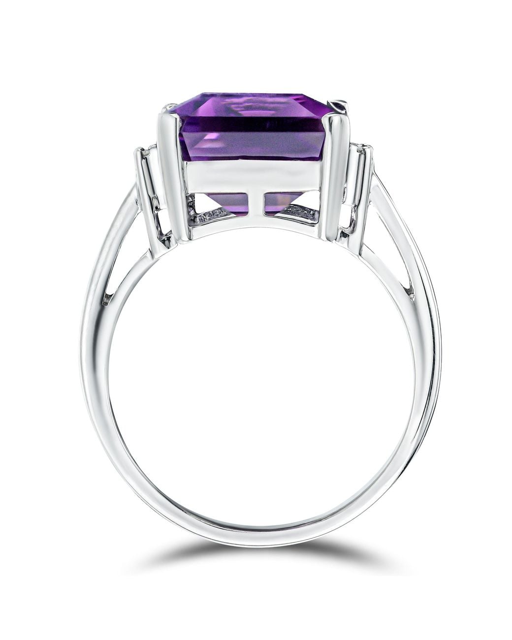 The Diamond Store Purple Amethyst 6.40Ct And Diamond 925 Sterling Ring