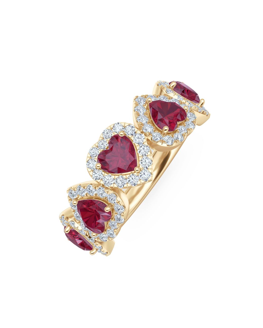The Diamond Store Pink Chérie 1.80Ct Heart Cut Lab Ruby And Lab Diamond Halo Ring