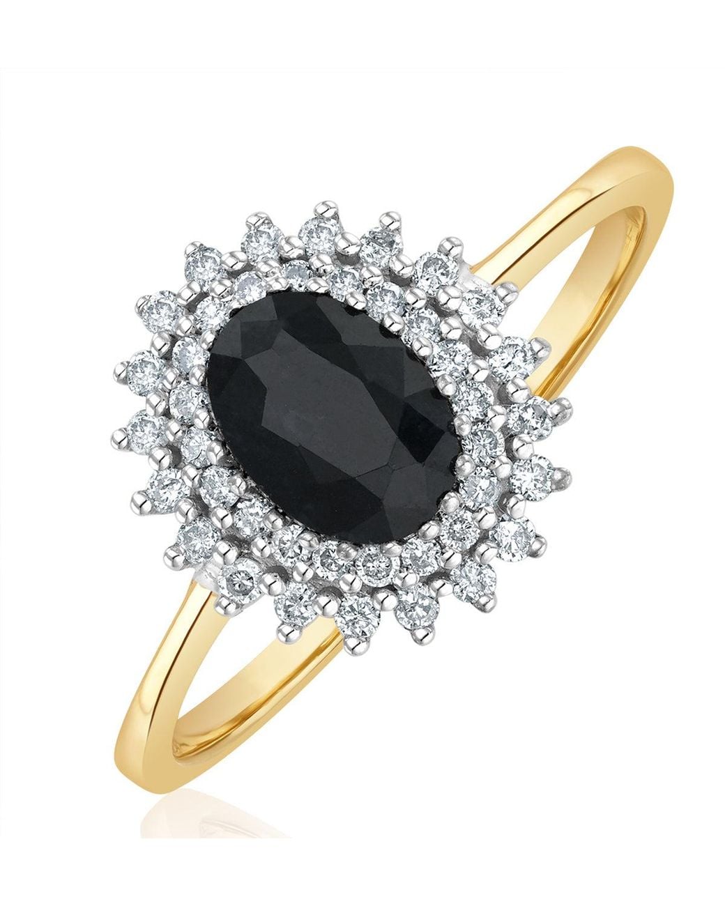 The Diamond Store Metallic Sapphire 7 X 5Mm And Diamond 9K Ring