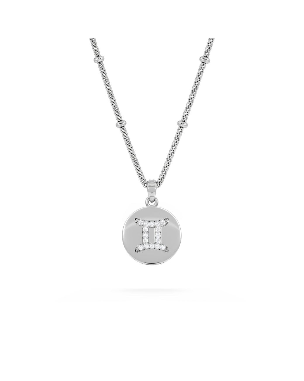 The Diamond Store Metallic Astrology Gemini 0.07Ct Lab Grown Diamond Medallion Pendant Necklace