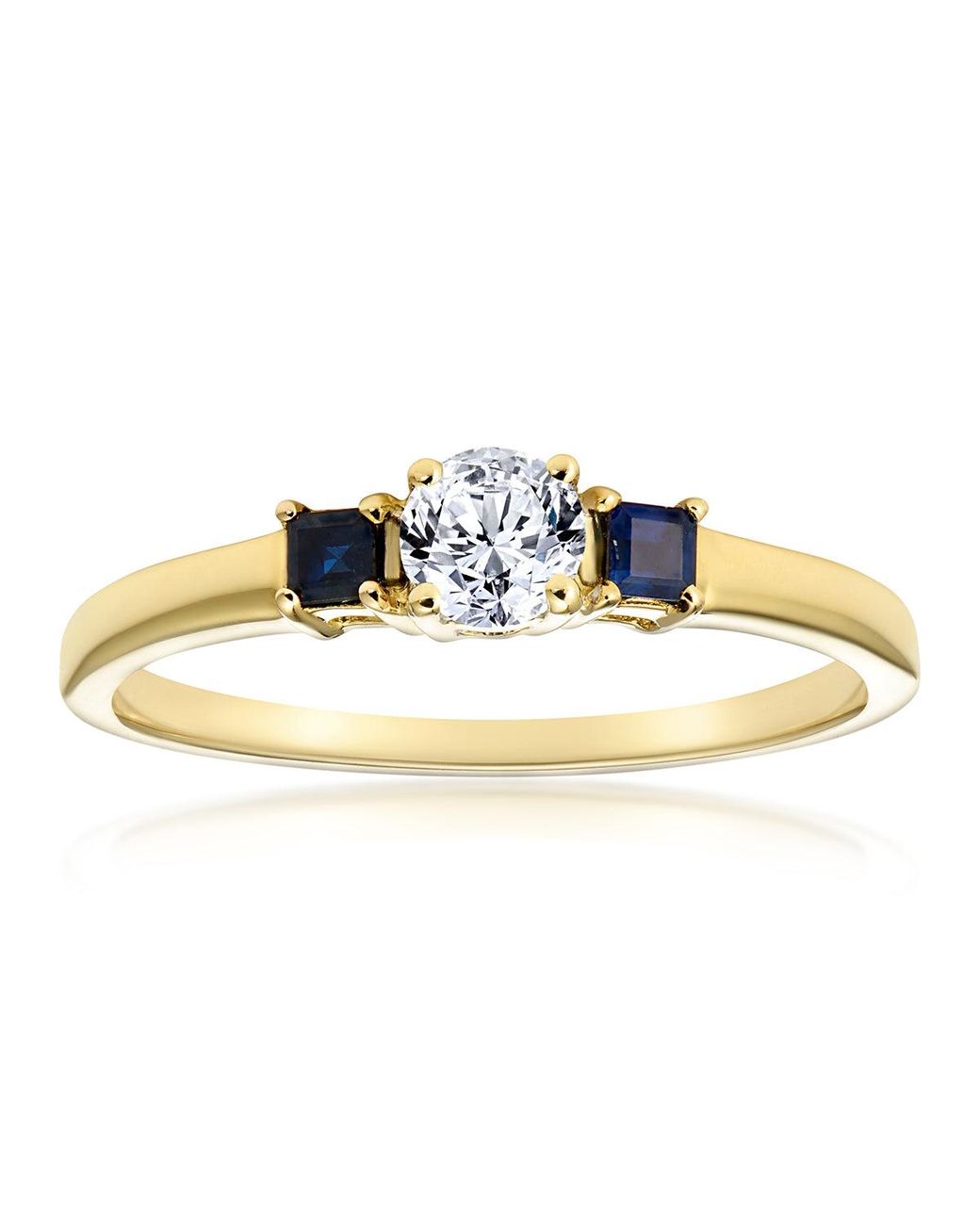 The Diamond Store Metallic Diamond 0.25Ct And Sapphire 18K Ring