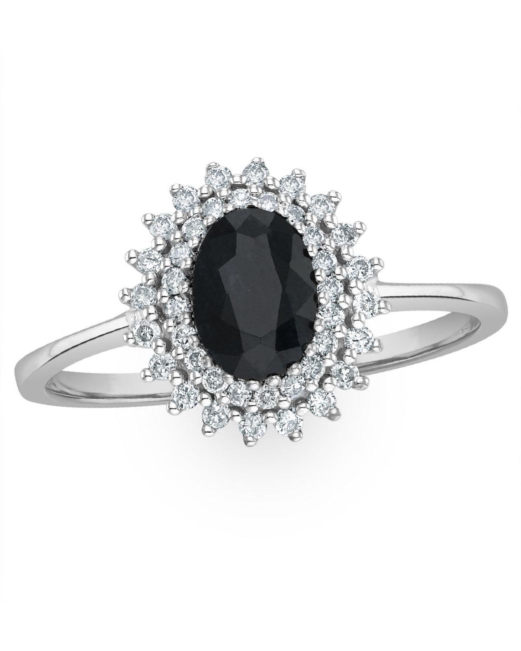 The Diamond Store Metallic Sapphire 7 X 5Mm And Diamond 9K Ring