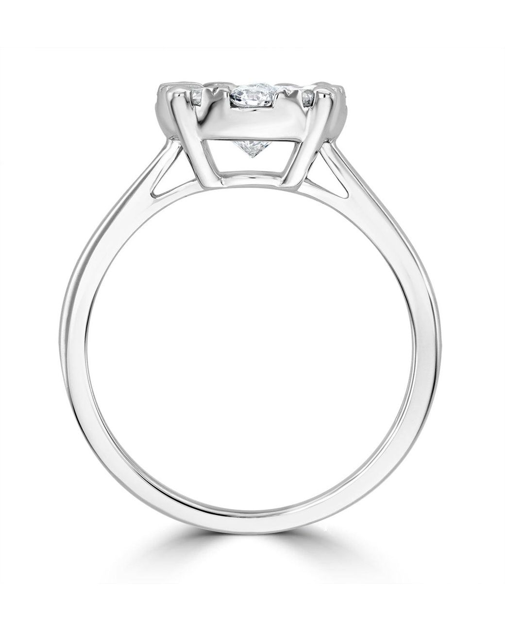 The Diamond Store White 1 Carat Lab Diamond Cluster Solitaire Ring H/Si