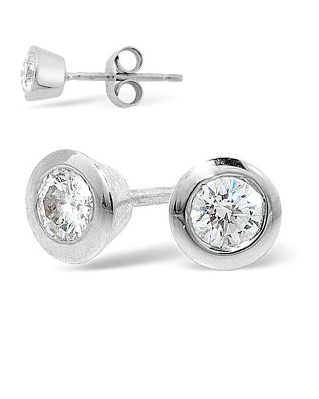 The Diamond Store Metallic 18K Rub-Over Lab Diamond Stud Earrings