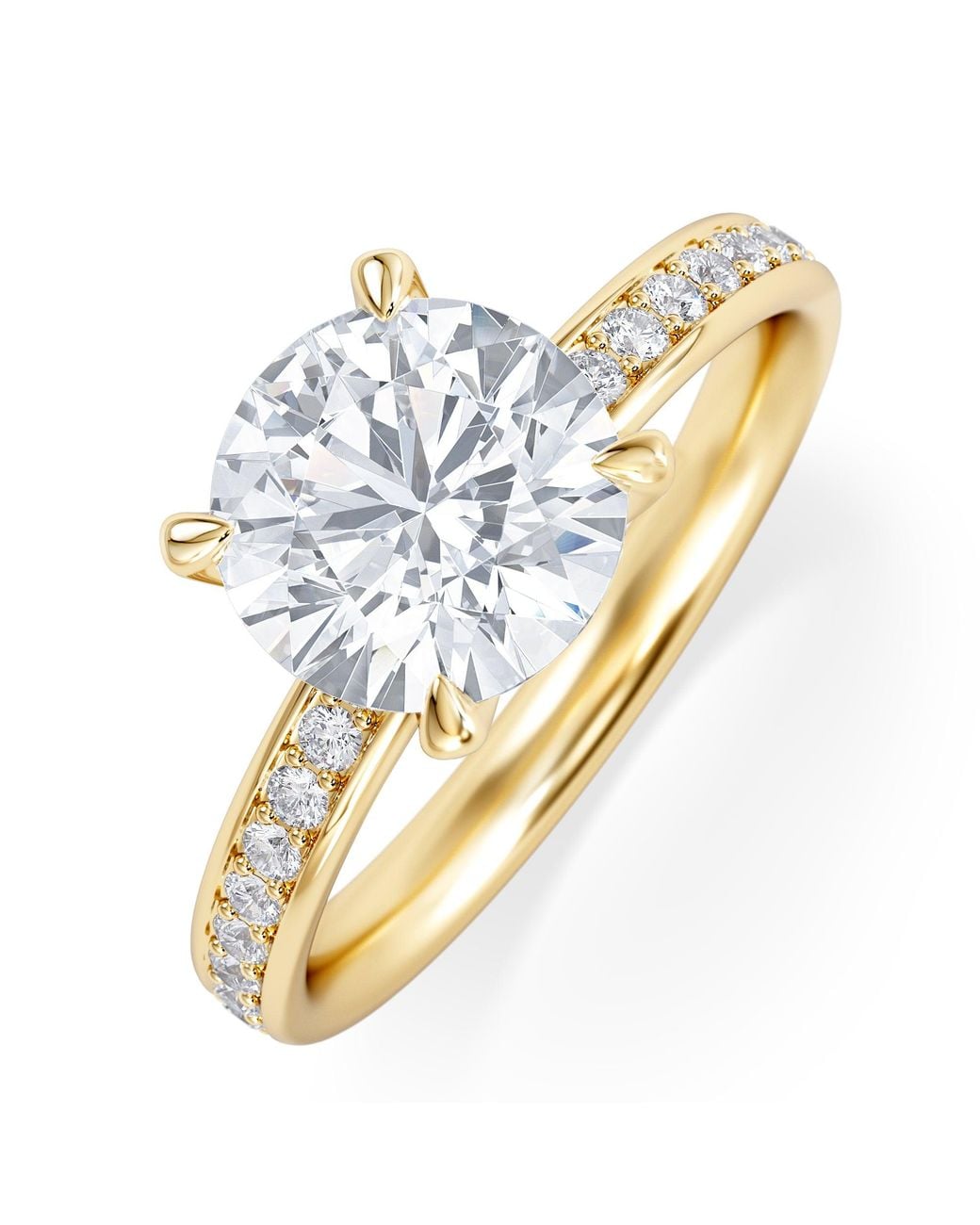 The Diamond Store Metallic Origin 2.25Ct Round Cut Lab Diamond Solitaire Engagement Ring With Side Stones