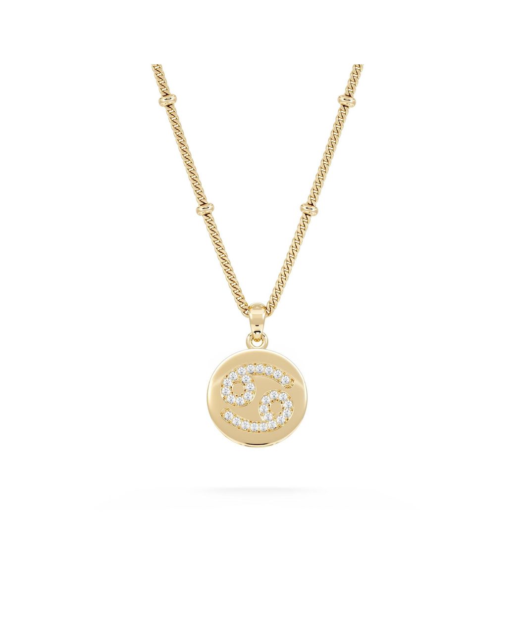 The Diamond Store Metallic Astrology Cancer 0.07Ct Lab Grown Diamond Medallion Pendant Necklace
