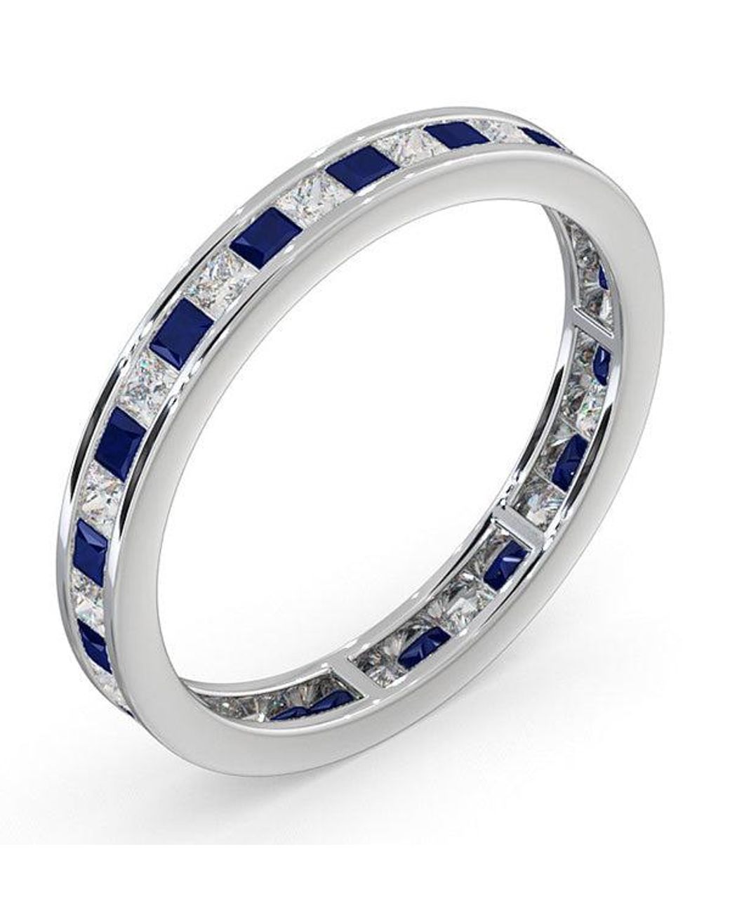 The Diamond Store Blue Eternity Ring Lauren Diamonds G/Vs And Sapphire 1.20Ct -18K