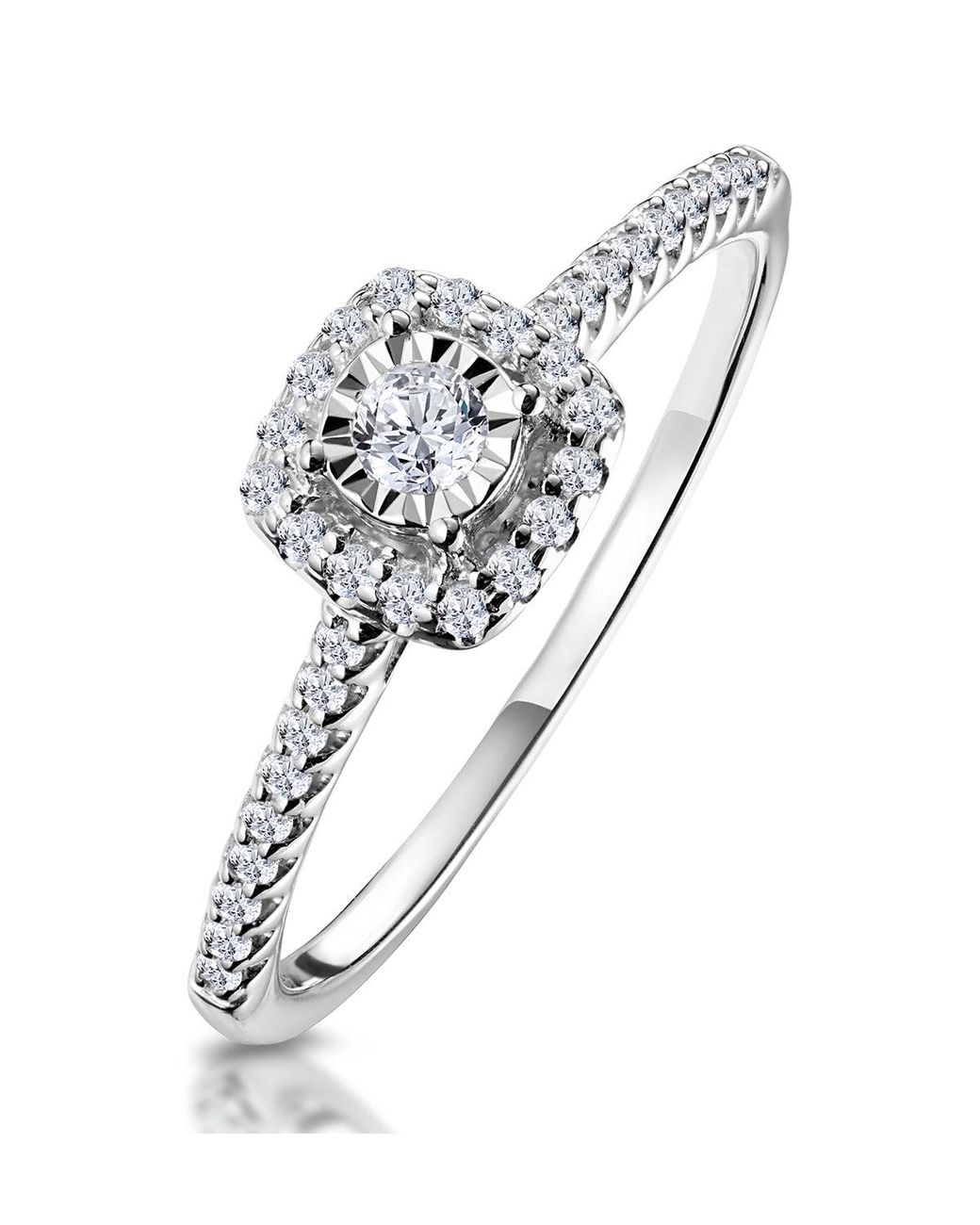The Diamond Store White Masami Diamond Halo Engagement Ring 0.25Ct Pave Set