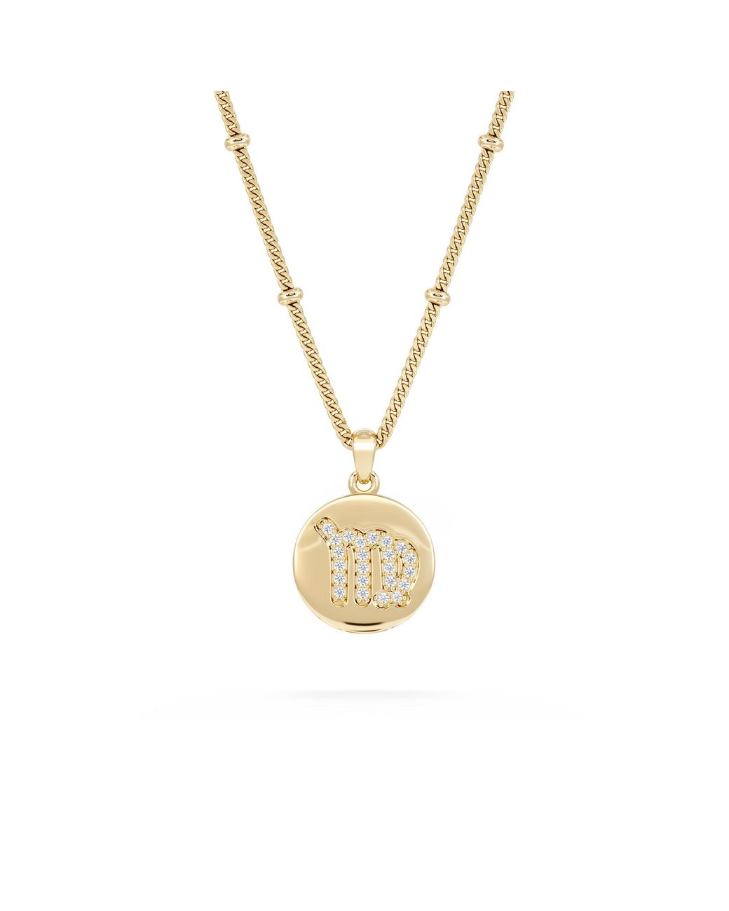 The Diamond Store Metallic Astrology Virgo 0.07Ct Lab Grown Diamond Medallion Pendant Necklace