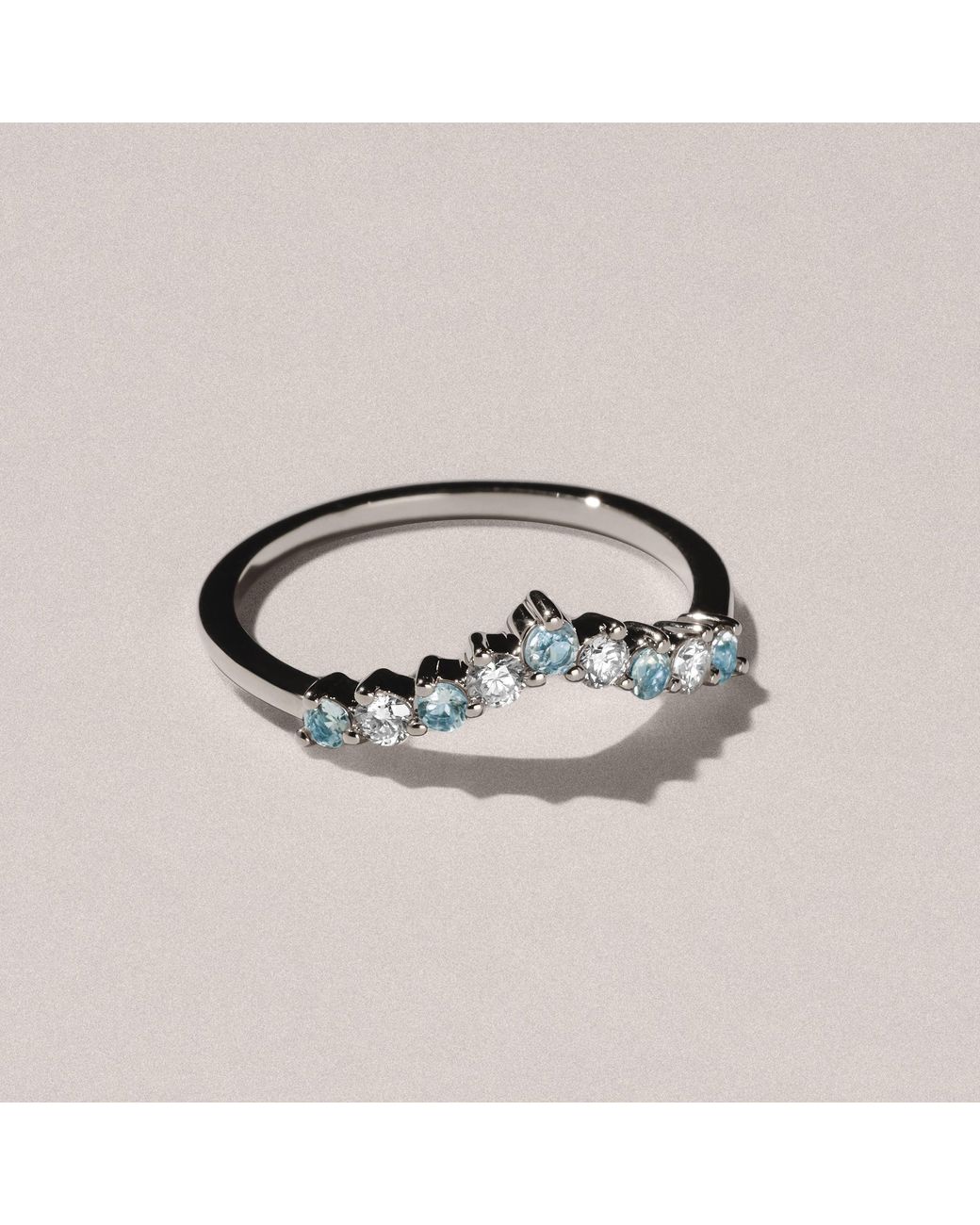 The Diamond Store Blue Starlit Topaz And Lab Diamond Wishbone Ring