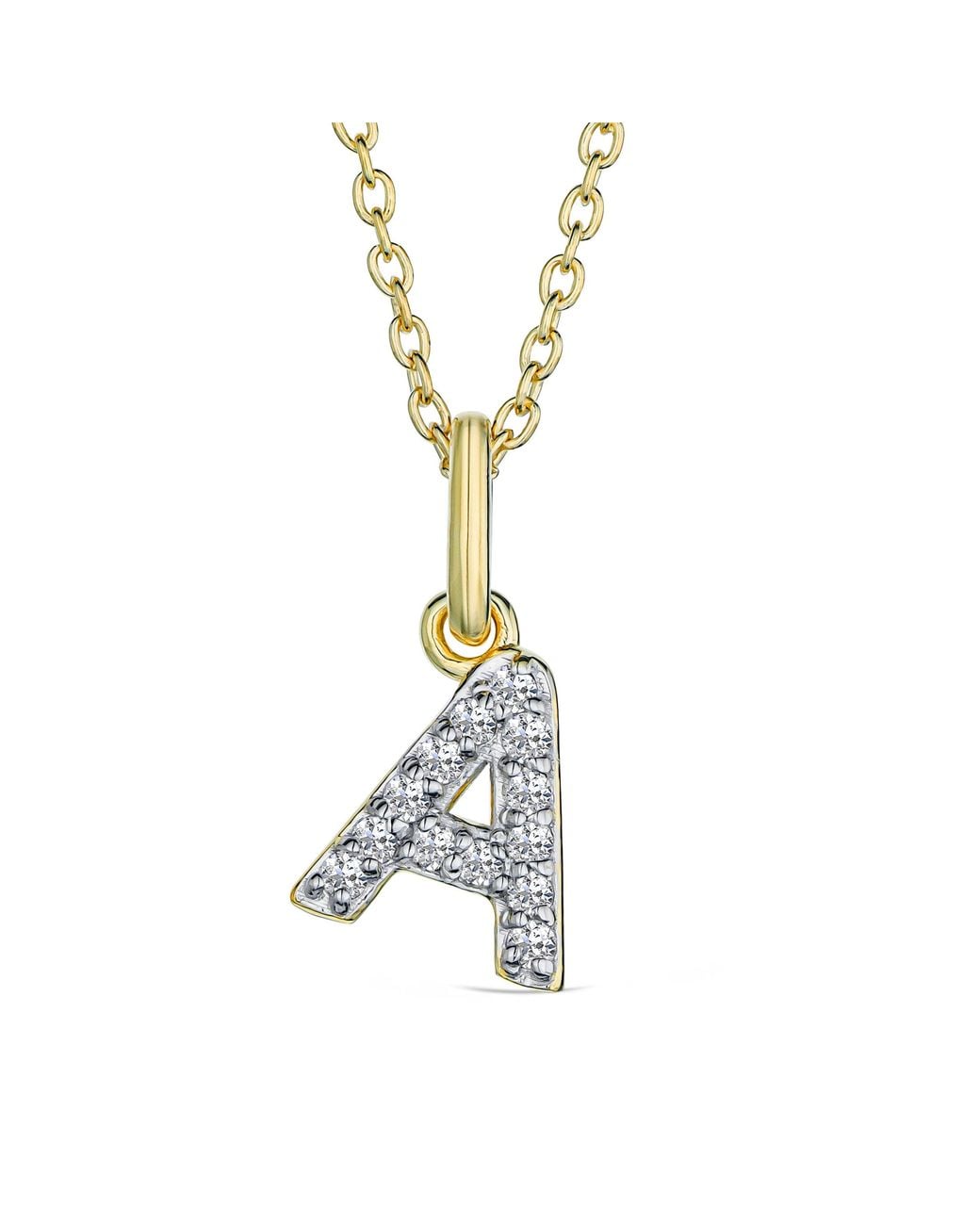 The Diamond Store Metallic Love Letter Initial A Lab Diamond Necklace Set