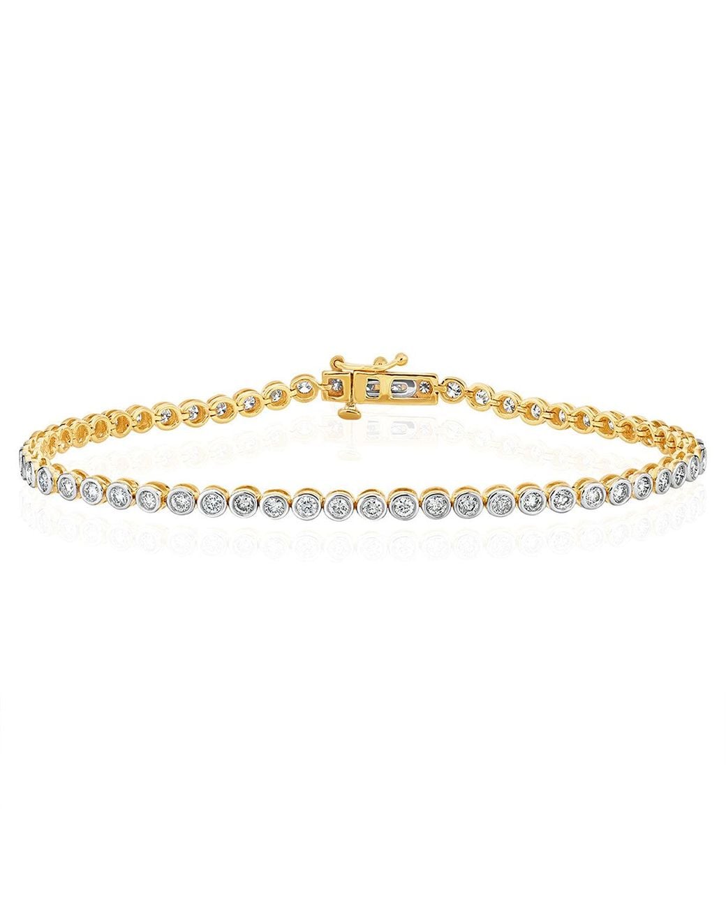 The Diamond Store Metallic Diamond Tennis Bracelet Rubover Style 2.00Ct 9K