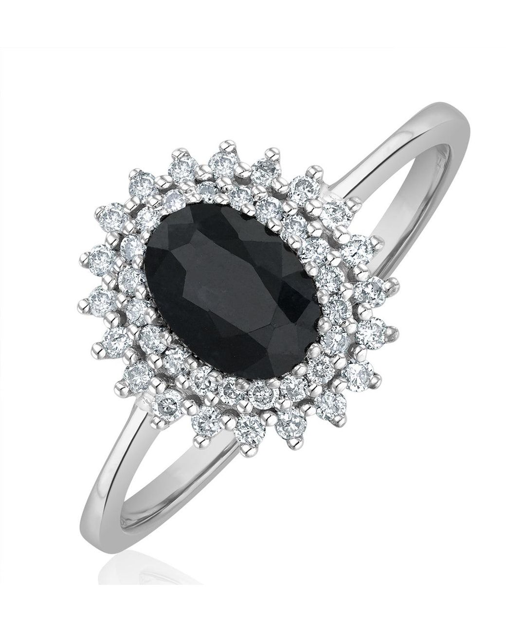 The Diamond Store Metallic Sapphire 7 X 5Mm And Diamond 9K Ring