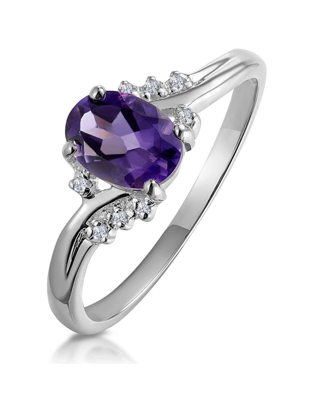 The Diamond Store Purple Amethyst 0.68Ct And Diamond 9K Ring